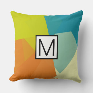 Coussin Monogramme Moderne Élégant Couleurs Rétro Géométri