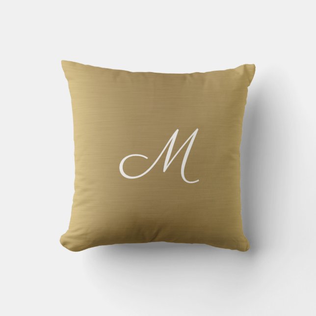 Coussin Monogramme moderne élégant en or massif personnali (Recto)