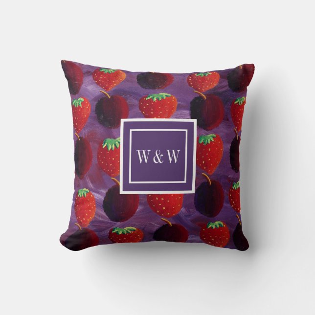 Coussin Monogramme moderne Fruits d'été (Recto)