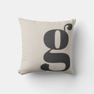 Coussin Monogramme Moderne Lettre Initiale Crème Beige