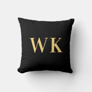 Coussin Monogramme moderne minimaliste Or noir