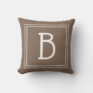 Coussin Monogramme moderne Monogramme Initiale Brown & Bla