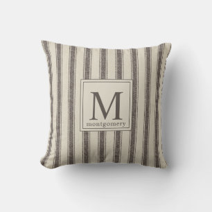 Coussin Monogramme moderne Noir Beige l Ferme Tic