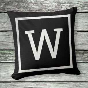 Coussin Monogramme moderne noir et blanc