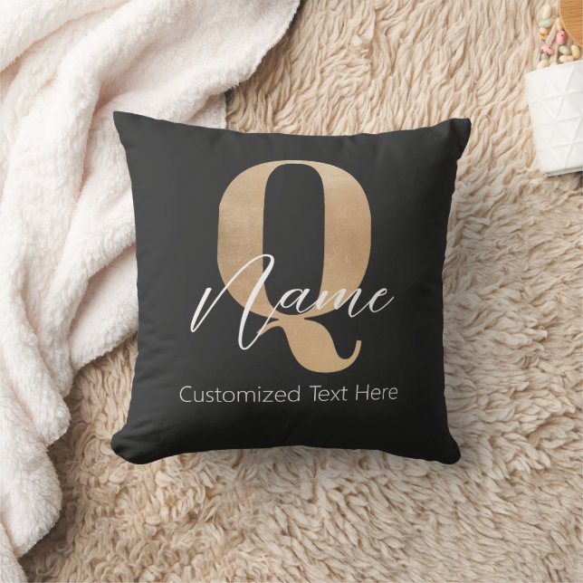 Coussin Monogramme moderne Q & Nom initial Personnalisé (Couverture)