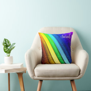 Coussin Monogramme moderne Rainbow & Glam Prime