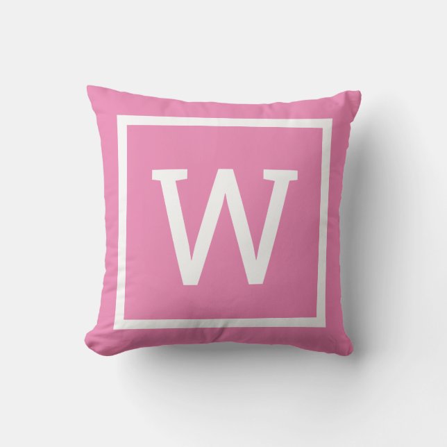 Coussin Monogramme Moderne Rose (Recto)
