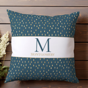 Coussin Monogramme Moderne Tendance Goutte de Pluie Sarcel