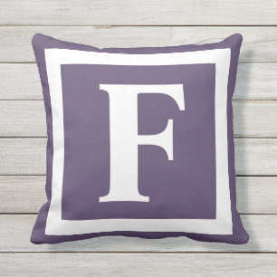 Coussin Monogramme moderne violet initial minimal