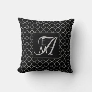 Coussin MONOGRAMME MONOGRAMME ARGENT NOIR Mariage des jeun