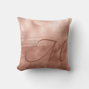 Coussin Monogramme Monogramme Rose Gold Luxury Brush Strok