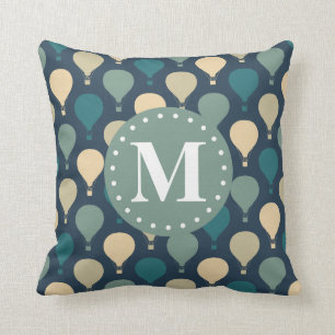 Coussin Monogramme Motif à air chaud Blue Retro