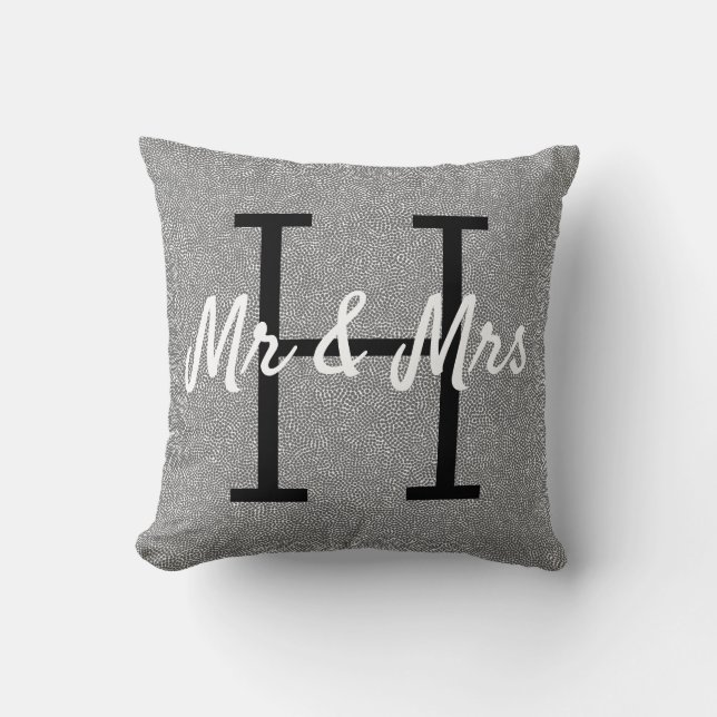 Coussin Monogramme Motif Abstrait gris argenté (Recto)