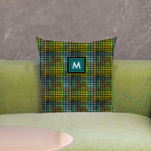 Coussin Monogramme Motif de tatan vert classique