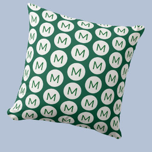 Coussin Monogramme Motif initial du point vert personnalis