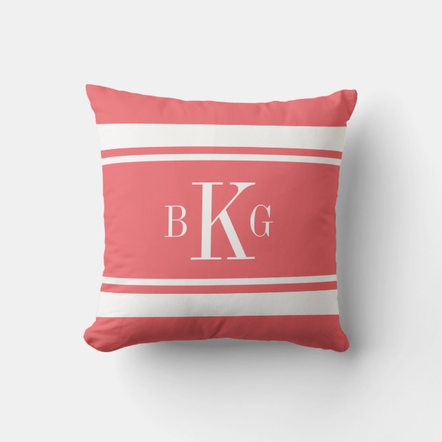 Coussin Monogramme nautique blanc de corail de coutume de (Recto)