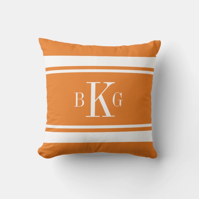 Coussin Monogramme nautique blanc orange de coutume de (Recto)