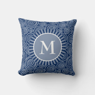 Coussin Monogramme Navy - Spiraux blancs bleus - Personnal