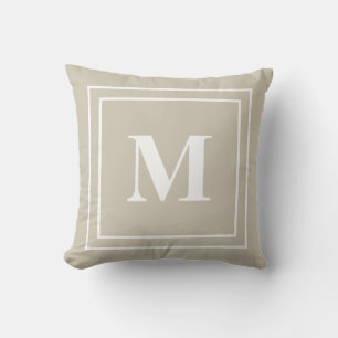 Coussin Monogramme Neutre Moderne Tan