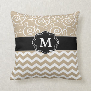 Coussin Monogramme noir beige de Chevron