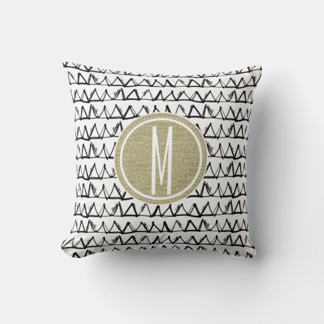 Coussin Monogramme noir de parties scintillantes d'or de (Recto)