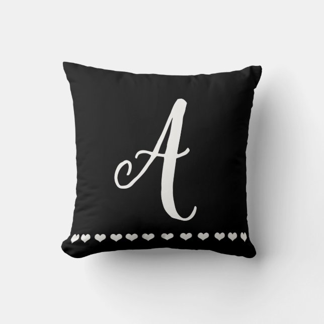 Coussin Monogramme noir et blanc initial (Recto)