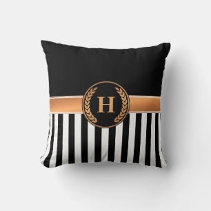Coussin Monogramme noir et or
