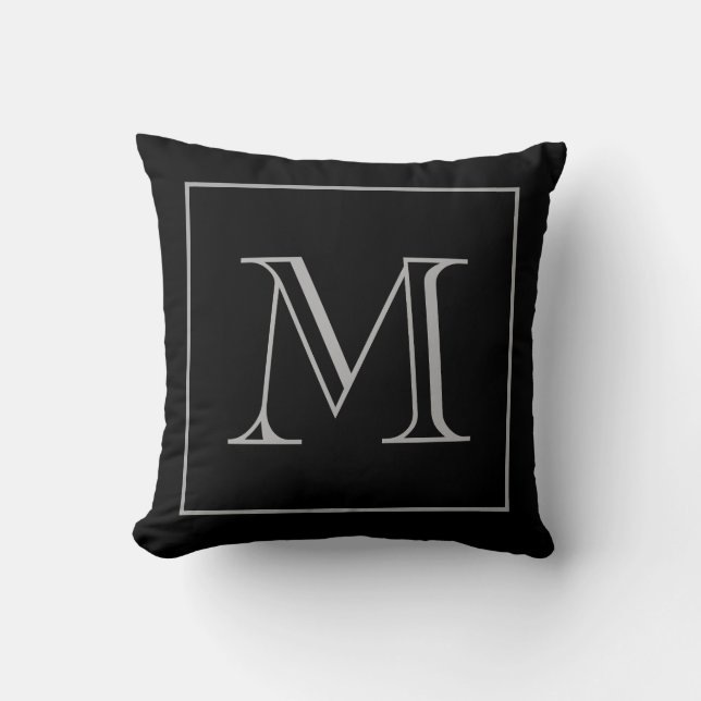 Coussin Monogramme noir gris (Recto)