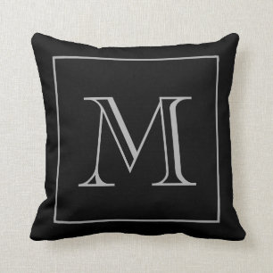 Coussin Monogramme noir gris