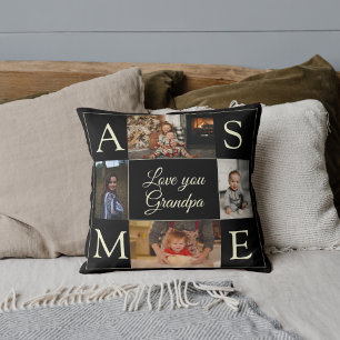 Coussin Monogramme noir moderne Aimez-vous Grand-père