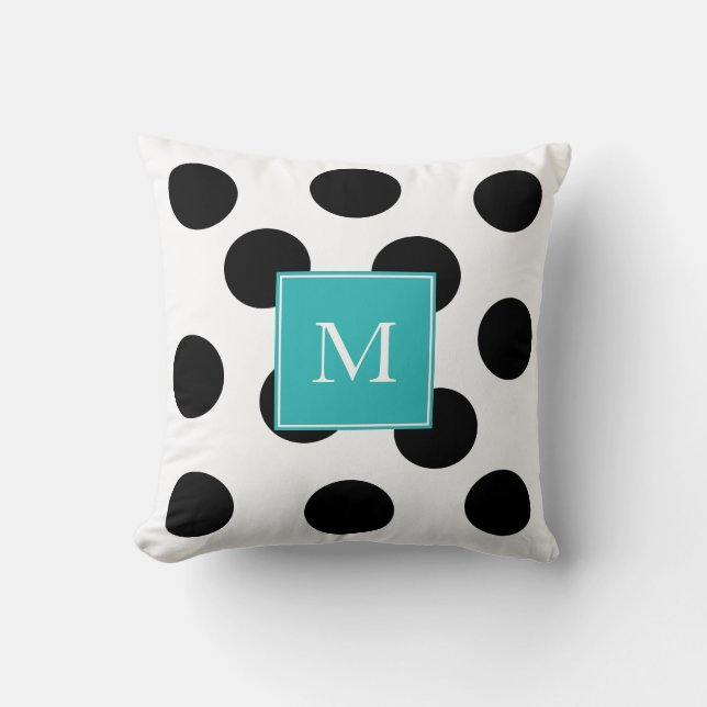 Coussin Monogramme noir moderne de sarcelle d'hiver de (Recto)