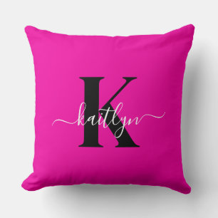 Coussin Monogramme noir rose chaud moderne