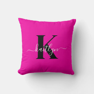 Coussin Monogramme noir rose chaud moderne