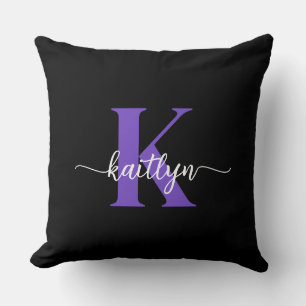 Coussin Monogramme noir violet