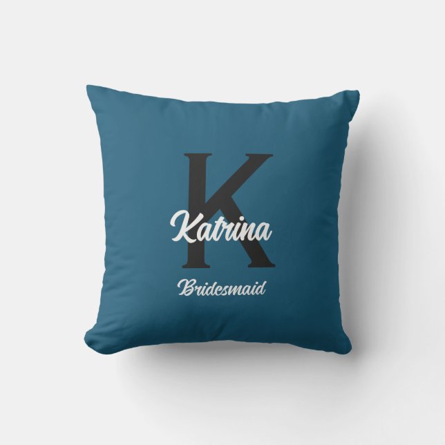 Coussin Monogramme Nom personnalisé initial Bridesmaid Cad (Recto)