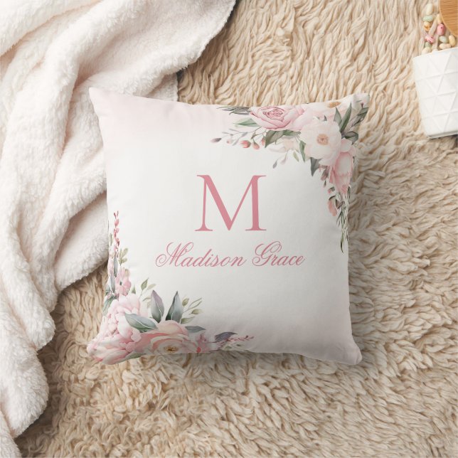 Coussin Monogramme Nom Personnalisé Sur Mesure (Couverture)