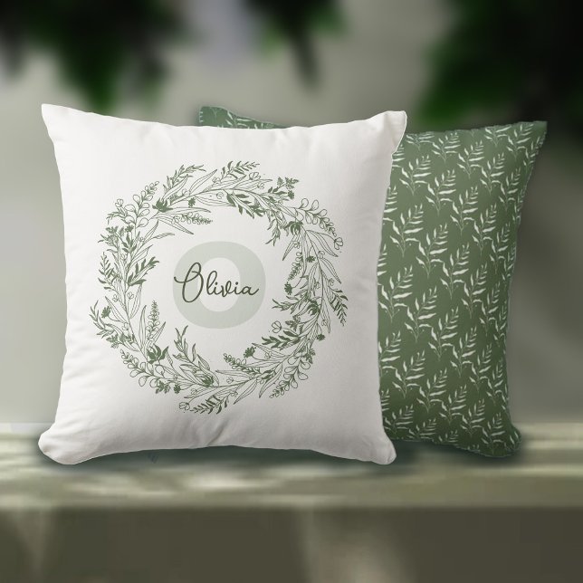 Coussin Monogramme O Botanique Feuillu Organique (Créateur téléchargé)