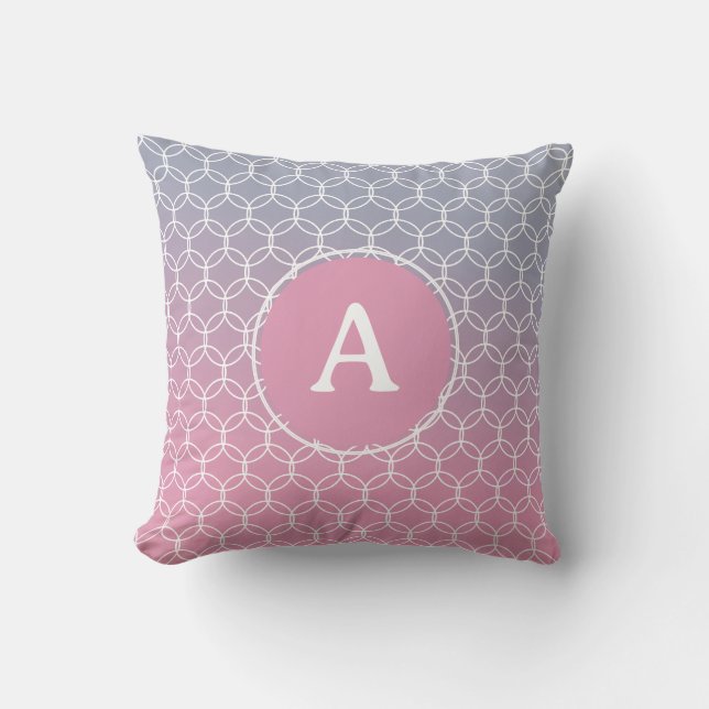 Coussin Monogramme Ombre rose Lilac géométrique (Recto)