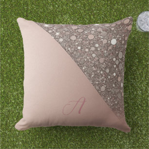 Coussin Monogramme Or Rose Élégant