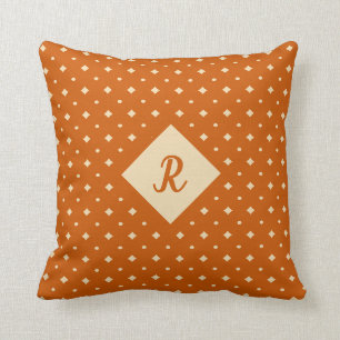 Coussin Monogramme, orange brûlé, neutre, motif