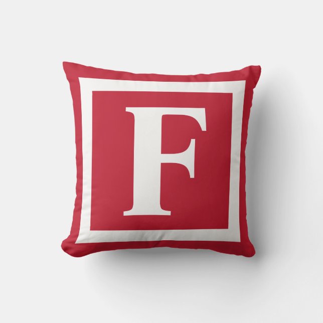Coussin Monogramme original rouge blanc moderne (Recto)