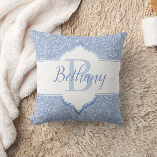 Coussin Monogramme Parties scintillant bleu ciel (Couverture)