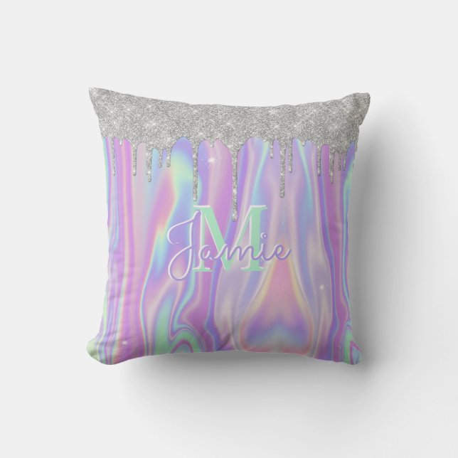 Coussin Monogramme Parties scintillant d'argent métallurgi (Recto)