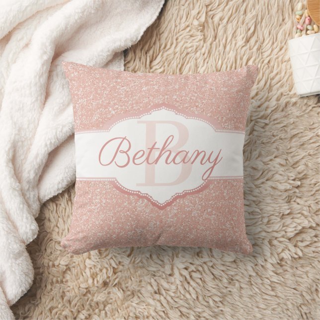 Coussin Monogramme Parties scintillant rose (Couverture)