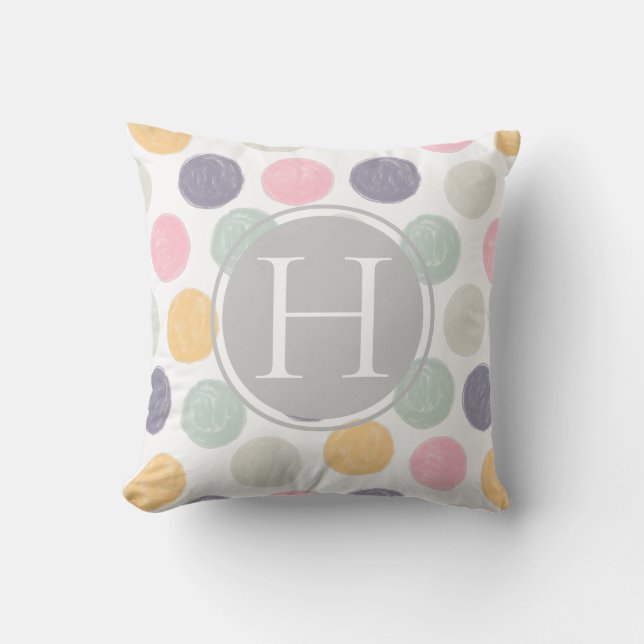 Coussin monogramme pastel coloré artistique (Recto)