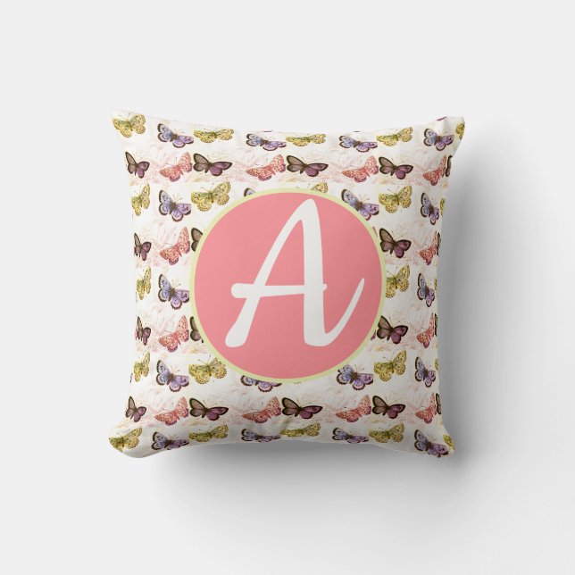 Coussin MONOGRAMME PERSONNALISABLE BOUTTERFLY Lancer Oreil (Recto)