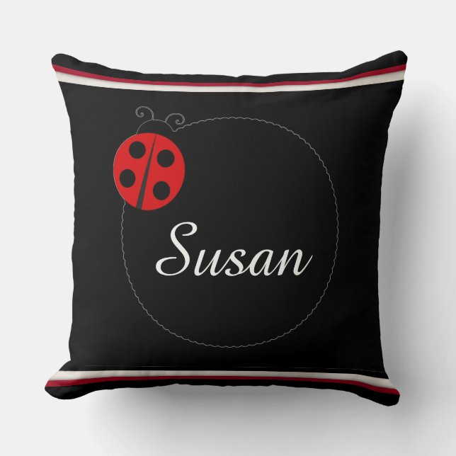 Coussin Monogramme personnalisable de coccinelle 20 x 20 (Recto)