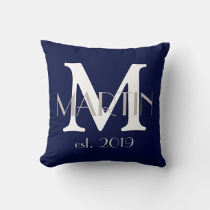 Coussin Monogramme personnalisable Nom de famille et Couss