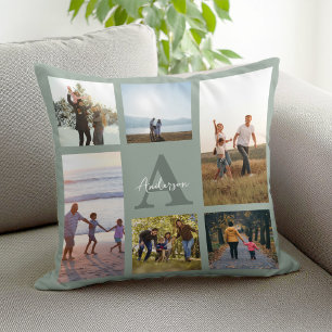 Coussin Monogramme personnalisé 6 Collage photo