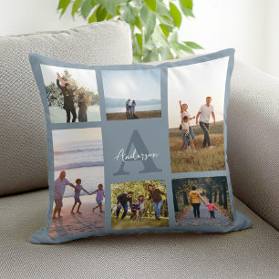 Coussin Monogramme personnalisé 6 Collage photo